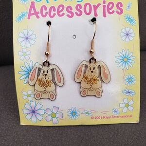 Cute Vintage Retro Cartoon Bunny Easter Dangle Earrings